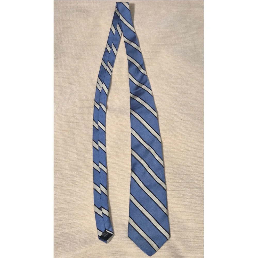 VTG 70s Brooks Brothers Makers Silk Blue Repp Stripe Tie 4
